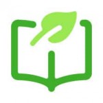Green leaf with open book icon