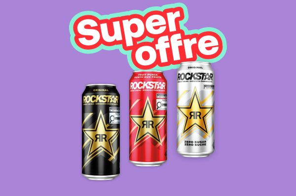 Trois canettes de boisson Rockstar, super offre.