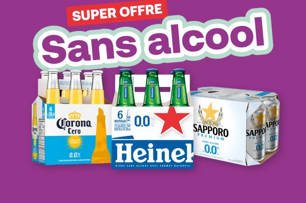 Offre spéciale bières sans alcool variées.