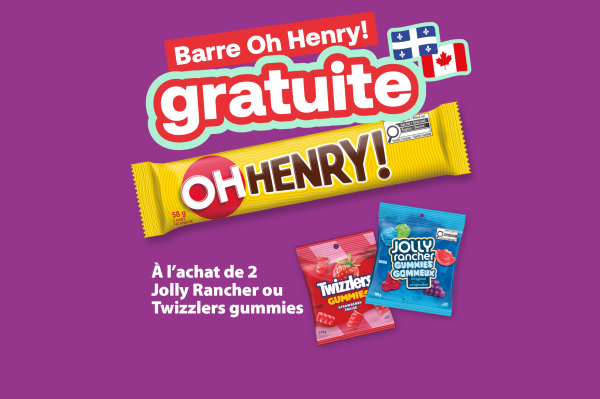 Promotion barre Oh Henry gratuite au Canada